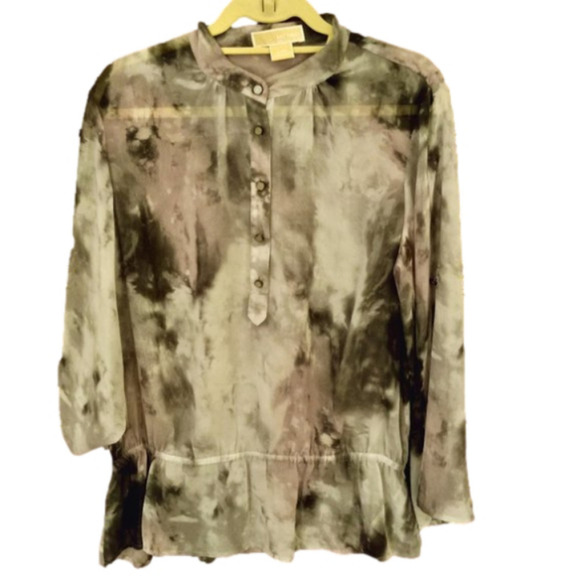 Michael Michael Kors  Sheer Blouse Gray Black Pink  Size Large - Picture 1 of 9